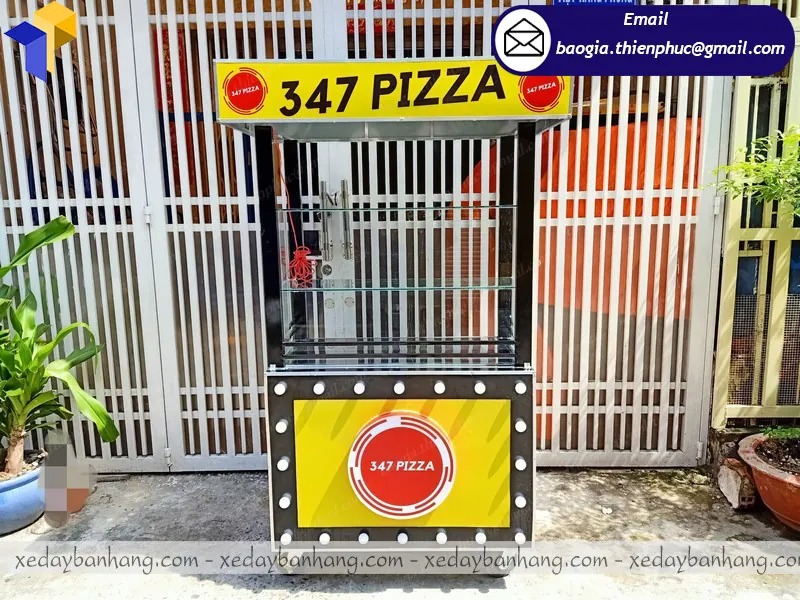 Xe đẩy bán bánh piazza thiết kế khung sắt mái tôn vuông cao cấp